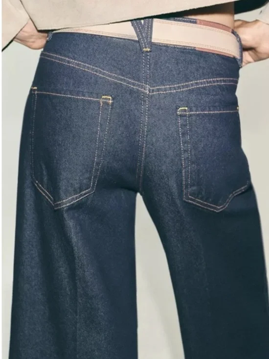 Zara NWT Z1975 pressed creased belted jeans 6164/077 - Picture 6 of 13